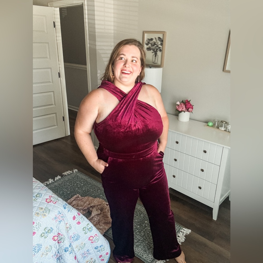 Baltic Born Burgundy Velvet Cleopatra Jumpsuit
